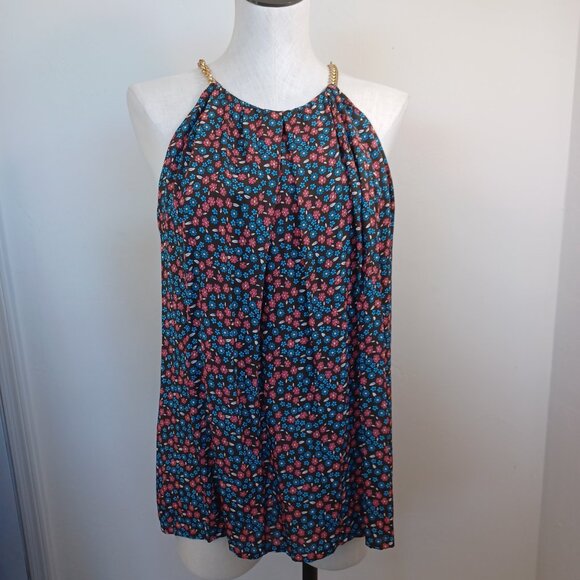 Elie Tahari Silk Halter Top Chain Strap Detail Flowy Lined Womens Large - Picture 10 of 14